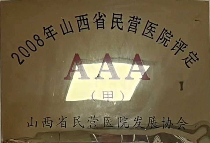2008年陜西省民營(yíng)醫(yī)院評(píng)定3A甲等